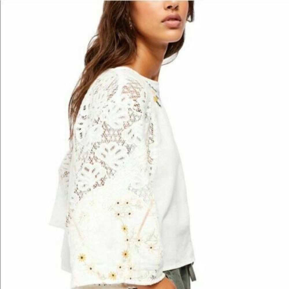 Free People Paris Picnic Patchwork Top Size M - Picture 3 of 15